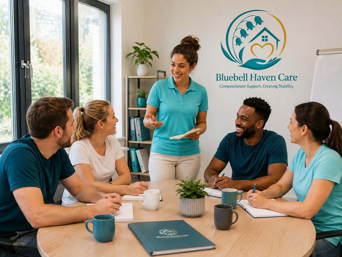 Diverse care and support workers taking part in professional development