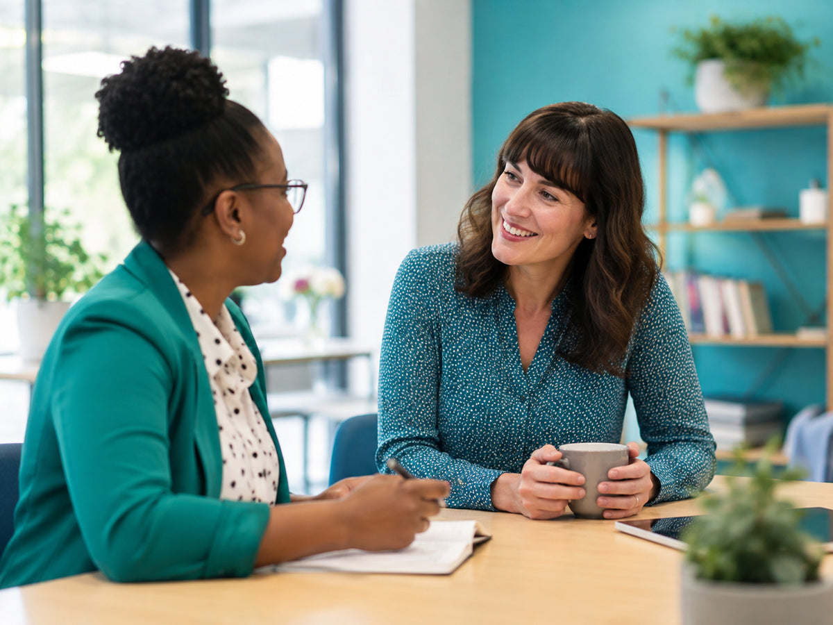 Professional colleagues discussing a community support referral